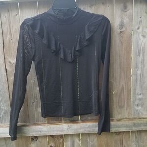 Large Popular 21 Sheer Black Long Sleeve Top Junior's New